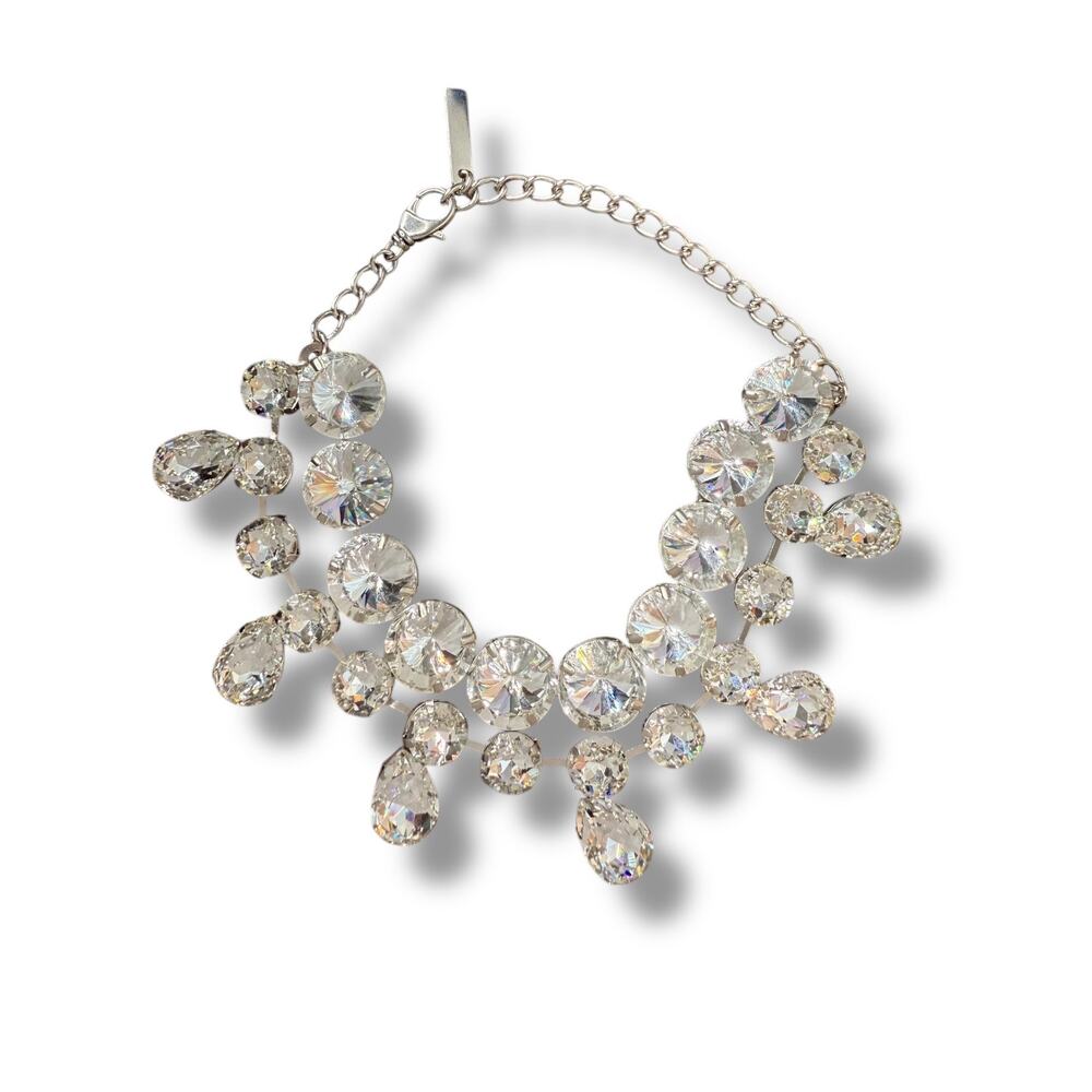 AREA Crystal Statement Necklace in Clear/Silver